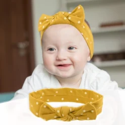 Unique Bargains Cotton Polka Dot Bow Headband Fashion Cute Hair Band For Child 7.7 Inch