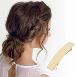 Unique Bargains Fashion Rectangle Hair Clips Gold Tone 1 Pc