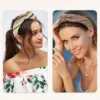 Unique Bargains Women's Bohemian Style Knotted Straw Rattan Sponge Headband Assorted Color 2 Pcs