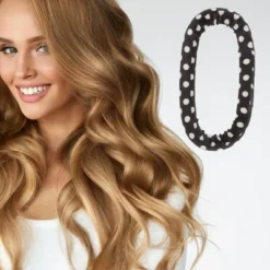 Unique Bargains Women's White Spot Hair Rollers 11.42"x5.31" Black White 1pc