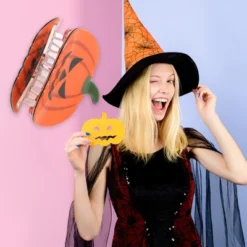 Unique Bargains Halloween Pumpkin-Fierce Hair Clips 2.36" Length Black Orange 1 Pc