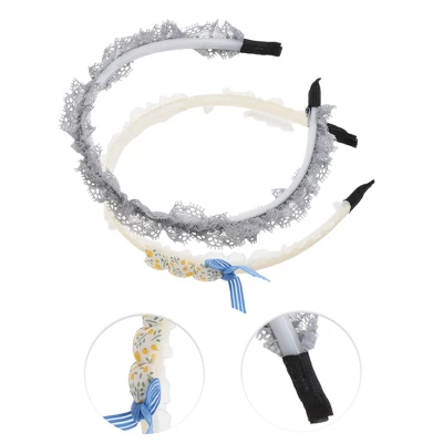 Unique Bargains Girl's Elegant Mesh Headbands 5.51"x4.72"x0.28" Gray Beige 2 Pcs 2 Unique Bargains Girl's Elegant Mesh Headbands 5.51"x4.72"x0.28" Gray Beige 2 Pcs - Image 2