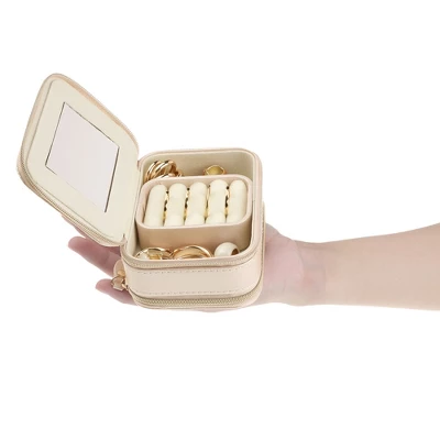 Unique Bargains Travel Small Portable PU Leather Jewelry Organizer Case Storage With Mirror 2 Unique Bargains Travel Small Portable PU Leather Jewelry Organizer Case Storage With Mirror - Image 2