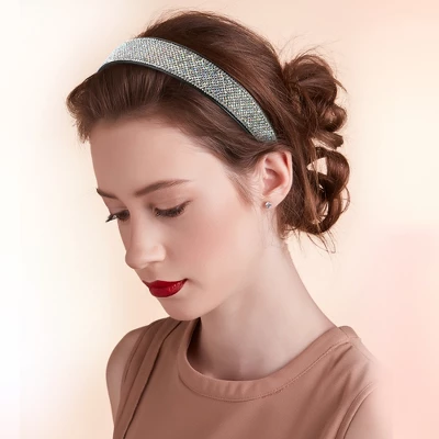 Unique Bargains Women's No Slip Rhinestone Wide-brimmed Headband 4.45"x0.98" White 1 Pc 2 Unique Bargains Women's No Slip Rhinestone Wide-brimmed Headband 4.45"x0.98" White 1 Pc - Image 2
