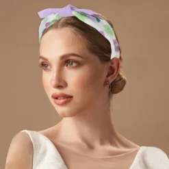 Unique Bargains Girl's Elegant Flower Headbands 6.30"x4.72"x2.05" Purple Green 1 Pc