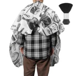 Unique Bargains Fashion Hair Cutting Cape With Brush 55.12"x46.06" 1 Set