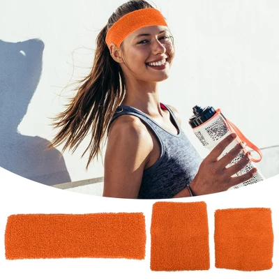 Unique Bargains Stretchy Cotton Blend Sweat Absorbing Sport Headband Wristband Orange 3 Pcs 1 Unique Bargains Stretchy Cotton Blend Sweat Absorbing Sport Headband Wristband Orange 3 Pcs