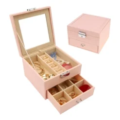 Unique Bargains 2 Layers PU Leather Jewelry Box With Drawer And Mirror -UNIQUE BARGAIN Shop GUEST 82884675 d811 4336 8178 65699a3c8aea