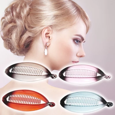 Unique Bargains Women's Hair Accessories Interlocking Ponytail Banana Clip 2 Unique Bargains Women's Hair Accessories Interlocking Ponytail Banana Clip - Image 2