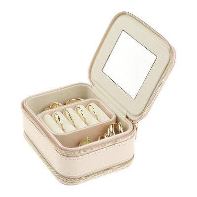 Unique Bargains Travel Small Portable PU Leather Jewelry Organizer Case Storage With Mirror 3 Unique Bargains Travel Small Portable PU Leather Jewelry Organizer Case Storage With Mirror - Image 3
