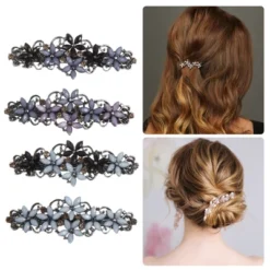 Unique Bargains 4 Pcs Hair Clips Accessories For Women Hair Barrettes Sparkly Rhinestones Hairpin Multicolor