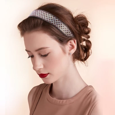 Unique Bargains Women's No Slip Rhinestone Wide-brimmed Headband 4.45"x0.98" Purple 1 Pc 2 Unique Bargains Women's No Slip Rhinestone Wide-brimmed Headband 4.45"x0.98" Purple 1 Pc - Image 2