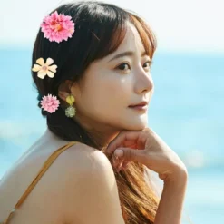 Unique Bargains Women's Fake Flowers Hair Clips Purple Pink 18 Pcs