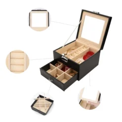Unique Bargains 2 Layers PU Leather Jewelry Box With Drawer And Mirror -UNIQUE BARGAIN Shop GUEST 87b50896 7992 4ca0 9931 d261e92bd869
