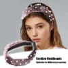 Unique Bargains Women's Bling Twisted Faux Pearl Velvet Headband Hairband Accessories 1.2 Inch Wide 1 Pc