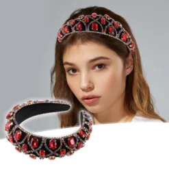 Unique Bargains Women's Bling Rhinestone Faux Crystal Padded Headband 1.57 Inch Wide 1 Pc