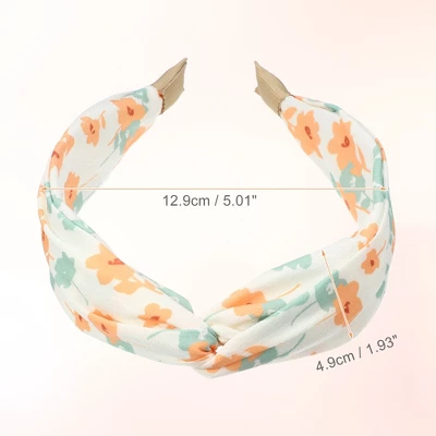 Unique Bargains Women's Wide Floral Knot No Slip Fashion Headbands 1.93" Beige 4 Unique Bargains Women's Wide Floral Knot No Slip Fashion Headbands 1.93" Beige - Image 4