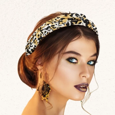 Unique Bargains Women's Leopard Pattern Knotted Headband 1 Pc Yellow 3 Unique Bargains Women's Leopard Pattern Knotted Headband 1 Pc Yellow - Image 3