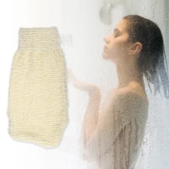 Unique Bargains Bathroom Jute Shower Gloves 9.25"x4.72" Beige 1 Pc