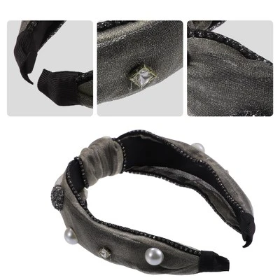 Unique Bargains Women's Sparkle Bling Mesh Faux Pearl Rhinestone Padded Headband 1.3 Inch Wide 1 Pc 2 Unique Bargains Women's Sparkle Bling Mesh Faux Pearl Rhinestone Padded Headband 1.3 Inch Wide 1 Pc - Image 2