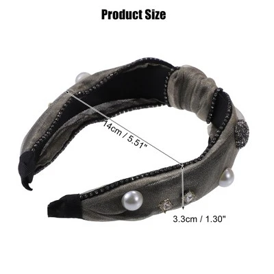 Unique Bargains Women's Sparkle Bling Mesh Faux Pearl Rhinestone Padded Headband 1.3 Inch Wide 1 Pc 3 Unique Bargains Women's Sparkle Bling Mesh Faux Pearl Rhinestone Padded Headband 1.3 Inch Wide 1 Pc - Image 3