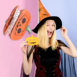 Unique Bargains Halloween Pumpkin-cute Hair Clips 2.36" Length Black Orange 1 Pc