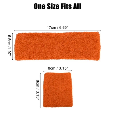 Unique Bargains Stretchy Cotton Blend Sweat Absorbing Sport Headband Wristband Orange 3 Pcs 3 Unique Bargains Stretchy Cotton Blend Sweat Absorbing Sport Headband Wristband Orange 3 Pcs - Image 3