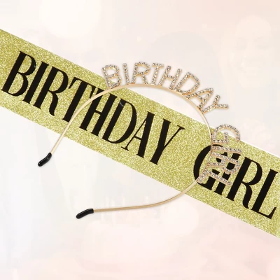 Unique Bargains Birthday Letter Sash Headband Gold Tone White Black 5 Unique Bargains Birthday Letter Sash Headband Gold Tone White Black - Image 5