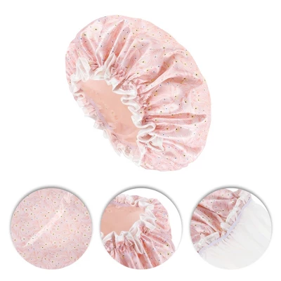Unique Bargains Women's Small Flower Bath Cap Pink 1 Pc 2 Unique Bargains Women's Small Flower Bath Cap Pink 1 Pc - Image 2