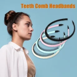 Unique Bargains Women's Non-Slip Teeth Comb Headbands Multicolored 4 Pcs