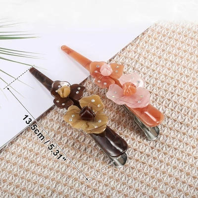 Unique Bargains Women's Metal Long Duckbill Hair Clips Pink Deep Coffee 5.31" 2 Pcs 3 Unique Bargains Women's Metal Long Duckbill Hair Clips Pink Deep Coffee 5.31" 2 Pcs - Image 3