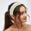 Unique Bargains Women's Sponge Wide Brim Pearls Padded Headband