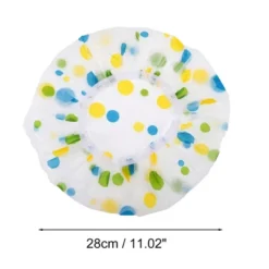Unique Bargains Women's Dots Pattern Shower Cap Blue Green 1 Pc