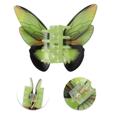 Unique Bargains Women's Butterfly Hair Clips 4.13"x3.58"x1.57" Green Black 1 Pc 2 Unique Bargains Women's Butterfly Hair Clips 4.13"x3.58"x1.57" Green Black 1 Pc - Image 2