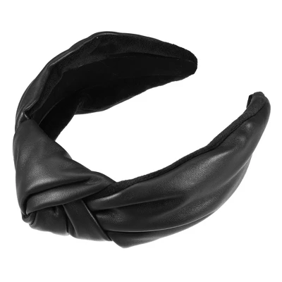 Unique Bargains Cross Knotted PU Leather Non-slip Fashion Wide Headband 1 Pc 7 Unique Bargains Cross Knotted PU Leather Non-slip Fashion Wide Headband 1 Pc - Image 7