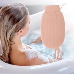 Unique Bargains Shower Gloves 8.86"x5.31" Pink 1 Pc