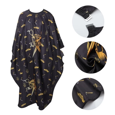 Unique Bargains Scissors Beard Print Hair Cut Barber Cape Black Yellow 1 Pc 2 Unique Bargains Scissors Beard Print Hair Cut Barber Cape Black Yellow 1 Pc - Image 2