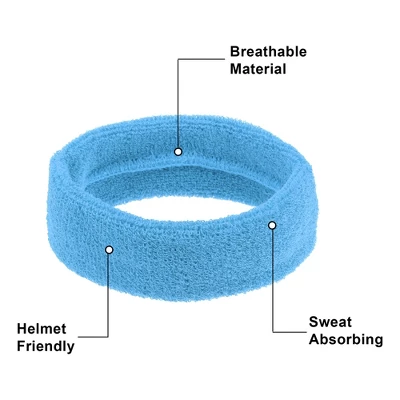Unique Bargains Stretchy Cotton Blend Sweat Absorbing Sport Headband Wristband Sky Blue 3 Pcs 2 Unique Bargains Stretchy Cotton Blend Sweat Absorbing Sport Headband Wristband Sky Blue 3 Pcs - Image 2