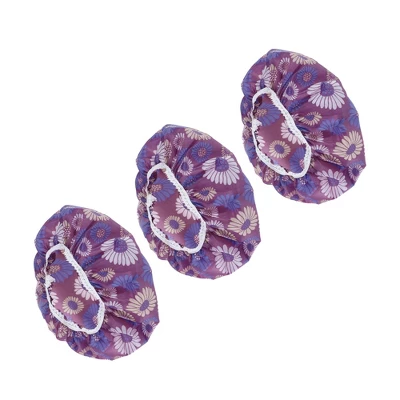 Unique Bargains Flower Single Layer Shower Cap 3 Pcs 7 Unique Bargains Flower Single Layer Shower Cap 3 Pcs - Image 7