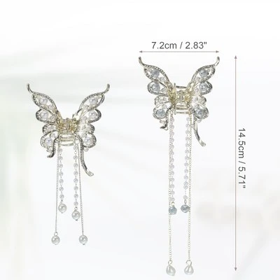 Unique Bargains Women's Butterfly Tassel Hair Clips And Pins Gold Tone 2 Pcs 4 Unique Bargains Women's Butterfly Tassel Hair Clips And Pins Gold Tone 2 Pcs - Image 4