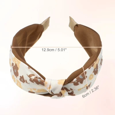 Unique Bargains Women's Wide Floral Knot No Slip Fashion Headbands 2.36" Brown 4 Unique Bargains Women's Wide Floral Knot No Slip Fashion Headbands 2.36" Brown - Image 4