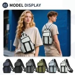 Unique Bargains Lightweight Waterpoof Convertible Sling Bag With USB Charge Port