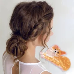 Unique Bargains Women's Fashion Cute Dog Hair Clips 3.54"x1.97"x2.36" Orange 1 Pc