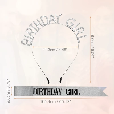 Unique Bargains Birthday Letter Sash Headband Silver Tone White Black 3 Unique Bargains Birthday Letter Sash Headband Silver Tone White Black - Image 3