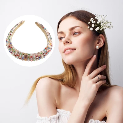 Unique Bargains Crystal Headband Rhinestone Hairband For Women Multicolour 1.2 Inch Wide 1Pcs 5 Unique Bargains Crystal Headband Rhinestone Hairband For Women Multicolour 1.2 Inch Wide 1Pcs - Image 5