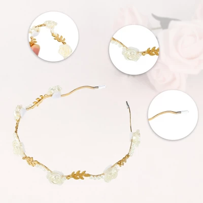 Unique Bargains Women's Alloy Metal Flower Shape Headbands Gold Tone 4.92"x1.18" 4 Pcs 3 Unique Bargains Women's Alloy Metal Flower Shape Headbands Gold Tone 4.92"x1.18" 4 Pcs - Image 3