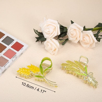 Unique Bargains Women's Flower Metal Hair Claw Clip Yellow 2 Pcs 2 Unique Bargains Women's Flower Metal Hair Claw Clip Yellow 2 Pcs - Image 2