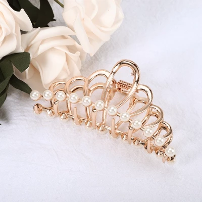 Unique Bargains Women's Metal Faux Pearl Hair Clips Rose Gold Tone 2 Unique Bargains Women's Metal Faux Pearl Hair Clips Rose Gold Tone - Image 2