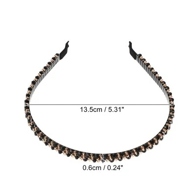 Unique Bargains Women's Hairband 2 Rows Rhinestone Headband 0.31 Inch Wide 1 Pc 3 Unique Bargains Women's Hairband 2 Rows Rhinestone Headband 0.31 Inch Wide 1 Pc - Image 3
