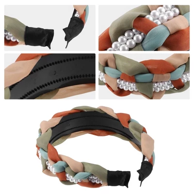 Unique Bargains Women's Bling Pearl Tulle Knot Headband Hairband Accessories 1.18 Inch Wide 1 Pc 2 Unique Bargains Women's Bling Pearl Tulle Knot Headband Hairband Accessories 1.18 Inch Wide 1 Pc - Image 2